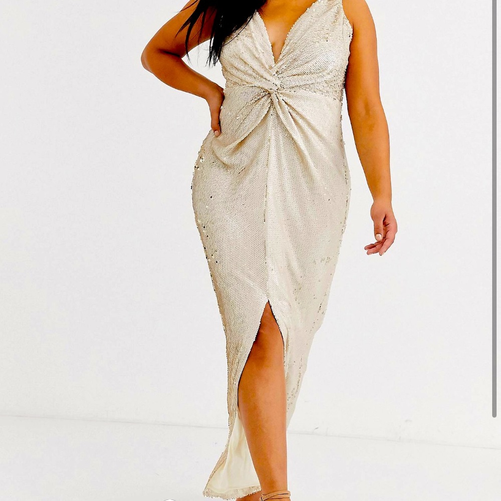 Little Mistress Cream Sequin Dress